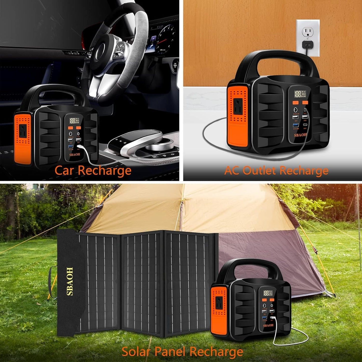150W Portable Power Station, 155Wh 42000mAh Outdoor Solar Generator 110V AC DC Port, Used For Home Backup, Outdoor RV Camping, Emergency Lithium Battery Power Outage, Black, No Solar Panel