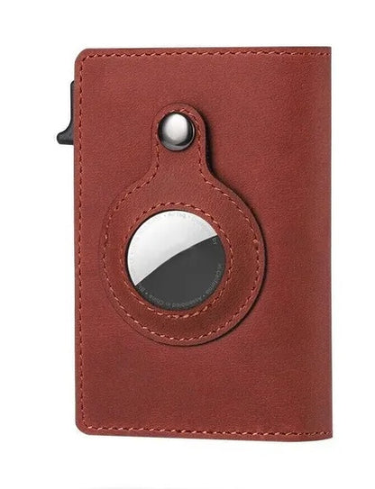 For Airtag Wallet Case Genuine Leather Credit Card Holder Magnetic Air Tag Cover