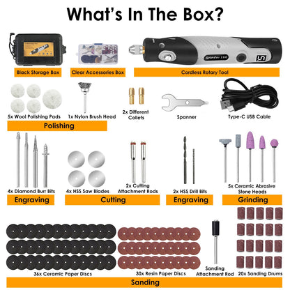 Set Of 116Pcs 4V Cordless Rotary Tool Kit Power Rotary Tools With 5 Speeds 2000mAh Rechargeable Battery For Sanding Polishing Drilling Engraving Cutting Grinding