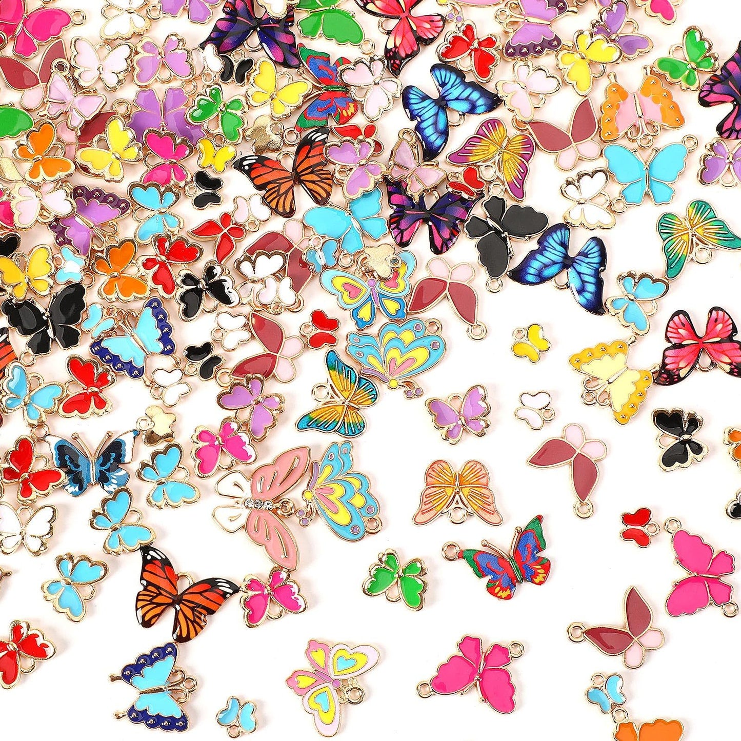 MARFOREVER 120 Pieces Butterfly Ornaments For Jewelry Making, All Kinds Of Gold Enamel Butterfly Pendants For DIY Necklaces, Brracelets, Earrings, Jewelry Making Supplies-Selling On Amazon Is Prohibit