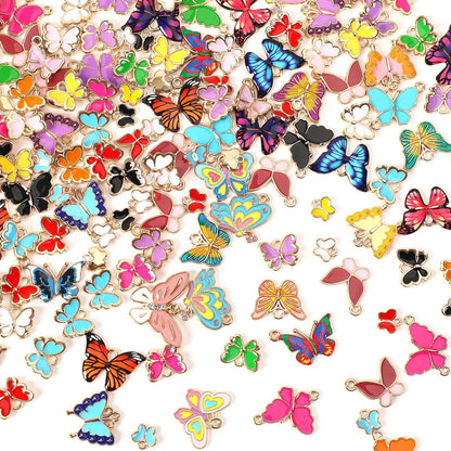 MARFOREVER 120 Pieces Butterfly Ornaments For Jewelry Making, All Kinds Of Gold Enamel Butterfly Pendants For DIY Necklaces, Brracelets, Earrings, Jewelry Making Supplies-Selling On Amazon Is Prohibit