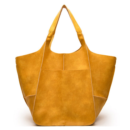 Retro PU Soft Pitot Bag - Large Capacity Single Shoulder Portable Simple Tote Women's Bag