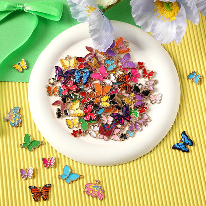 MARFOREVER 120 Pieces Butterfly Ornaments For Jewelry Making, All Kinds Of Gold Enamel Butterfly Pendants For DIY Necklaces, Brracelets, Earrings, Jewelry Making Supplies-Selling On Amazon Is Prohibit