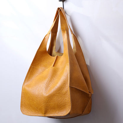 Retro PU Soft Pitot Bag - Large Capacity Single Shoulder Portable Simple Tote Women's Bag