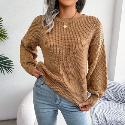 Autumn And Winter Casual Lantern Long Sleeve Knitted Sweater Women's Clothing
