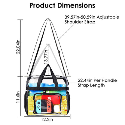 1Pc Clear Crossbody Bag Stadium Approved Clear Transparent Shoulder Bag See Through Zip Pouch Tote Bag Handbag With 11LBS Load