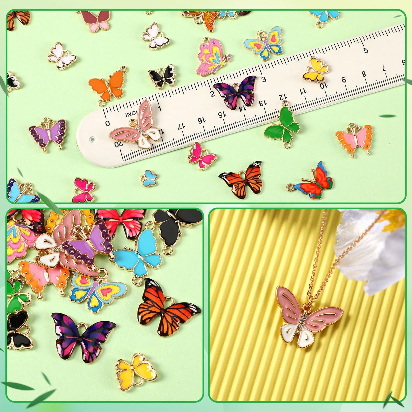 MARFOREVER 120 Pieces Butterfly Ornaments For Jewelry Making, All Kinds Of Gold Enamel Butterfly Pendants For DIY Necklaces, Brracelets, Earrings, Jewelry Making Supplies-Selling On Amazon Is Prohibit