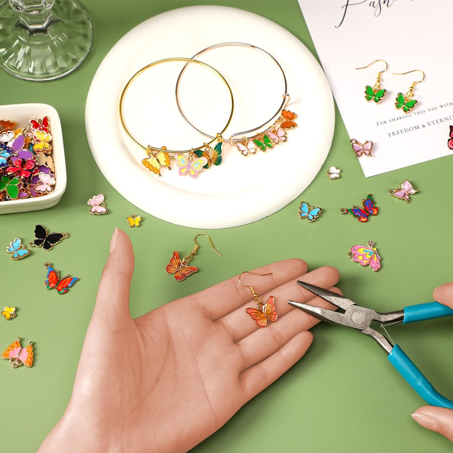 MARFOREVER 120 Pieces Butterfly Ornaments For Jewelry Making, All Kinds Of Gold Enamel Butterfly Pendants For DIY Necklaces, Brracelets, Earrings, Jewelry Making Supplies-Selling On Amazon Is Prohibit