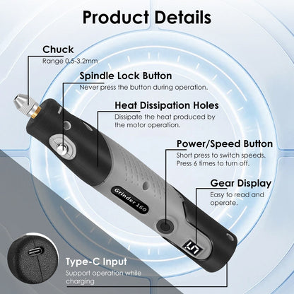 Set Of 116Pcs 4V Cordless Rotary Tool Kit Power Rotary Tools With 5 Speeds 2000mAh Rechargeable Battery For Sanding Polishing Drilling Engraving Cutting Grinding