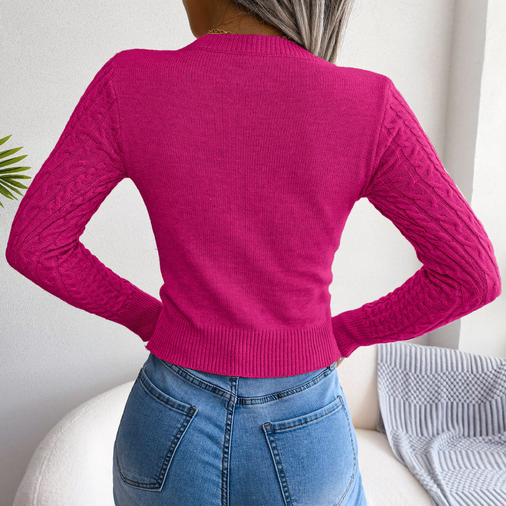 Women's Lightweight Fall Sweater Tops Long Sleeve Round Neck Cutout Pullover Casual Tunic Blouse