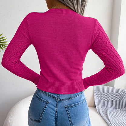 Women's Lightweight Fall Sweater Tops Long Sleeve Round Neck Cutout Pullover Casual Tunic Blouse